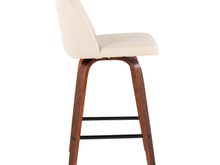 Toriano - Mid Century Modern Fixed Height Counter Stool & Square Footrest (Set of 2)