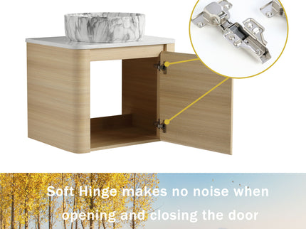 Mounted Bathroom Vanity & Art Sink & 2 Soft Close Doors