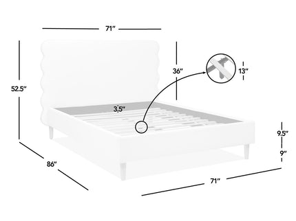 Stockholm - Modern Wavy Headboard Platform Bed
