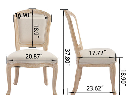 Dining Chairs Upholstered With Fan Shaped Back (Set of 2) - Beige