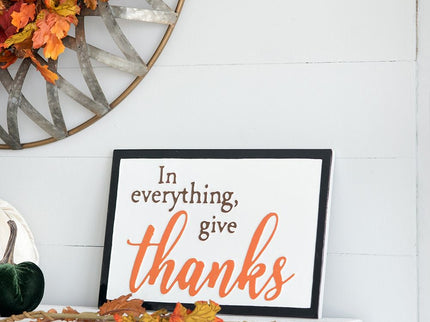 Thanks Wall Sign, Wall Art Decor For Harvest Festival Fall Festival & Thanksgiving Table Decorations (Set of 2) - Black / Orange / White