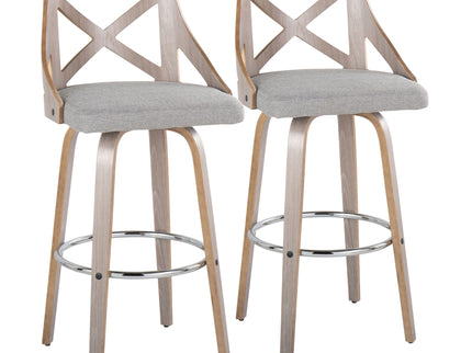 Charlotte - Farmhouse Fixed Height Bar Stool With Round Footrest (Set of 2)