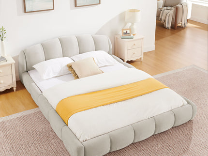 Upholstered Platform Bed Frame, Low Profile Floor Bed, No Box Spring Required