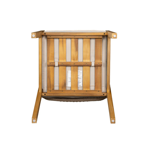 Outdoor Dining Set 1 Table 4 Chairs (Set of 5) - Teak / Beige