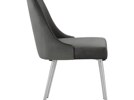 Padded Side Chair Of 2) With Upholstered Seat And Polished - Gray