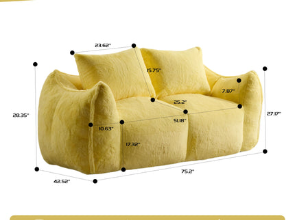Giant Bean Bag Couch, Ultra Soft Fluffy Loveseat For Living Room