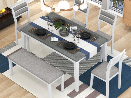6 Piece Dining Set, Upholstered Chairs And Bench