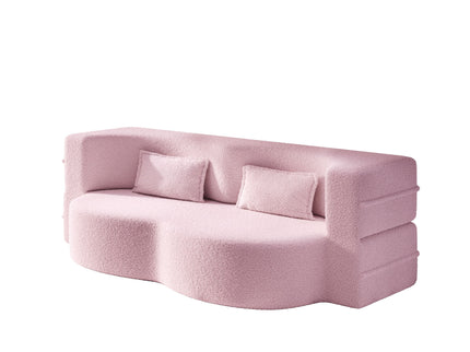 Modern Floor Sleeper Sofa Bed With 2 Pillows, Convertible Twin Size Folding Mattress For Living Room