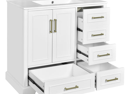 Traditional Bathroom Vanity With Soft Close Doors And Drawers