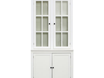 Retro Style Hutch Cabinet With Glass Door, China Cabinet For Home