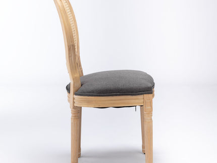French Style Solid Wood Frame Antique Painting Fabric Rattan Back Dining Chair (Set of 2)