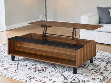 Avala - Coffee Table With Lift Top - Walnut / Black