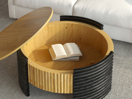 Modern Colorblocked Striped Coffee Table With Flip Top Storage