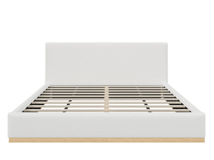 Queen Upholstered Bed - Natural / White