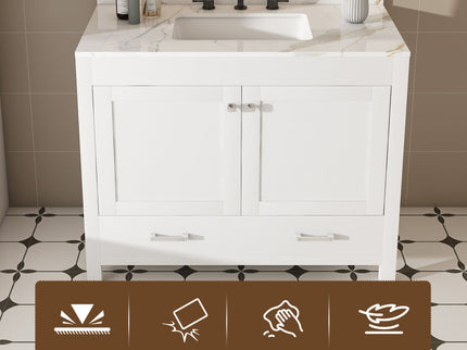 43" Bathroom Vanity, Multi Functional Cabinet With Doors And Drawer - White