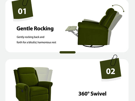 360 Degrees Swivel Recliner Manual Rocking Recliner Home With Adjustable Backrest