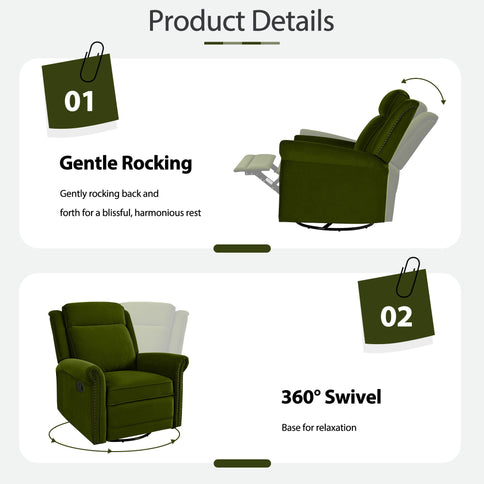 360 Degrees Swivel Recliner Manual Rocking Recliner Home With Adjustable Backrest