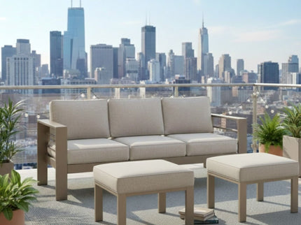 All-Weather Patio Ottomans With Thick Cushions (Set of 2)