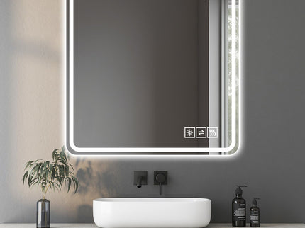 LED Bathroom Mirror, Anti Explosion Glass, Rust Resistant, Anti Fog, Tri Color