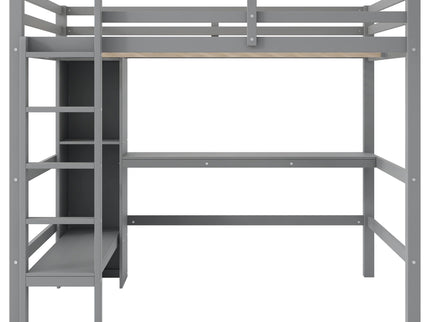 Loft Bed With Built In Desk And Multifunction Shelves