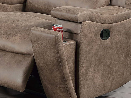 Manual Recliner With Hidden Cup Holder, Padded Seat And Backrest - Auburn