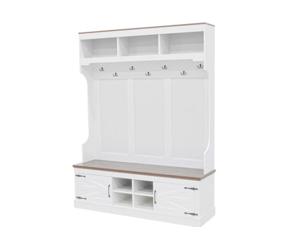 Farmhouse Hall Tree With Bench And Shoe Storage