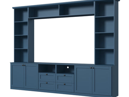 Farmhouse Elegant Entertainment Center Wall Unit With 4 Drawers
