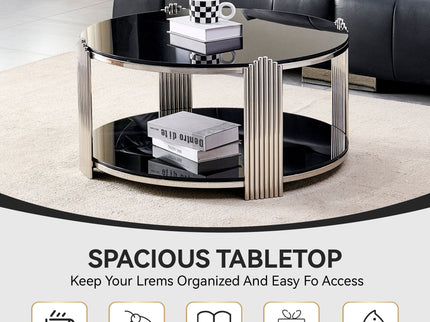 Round Table With Double Layer Storage
