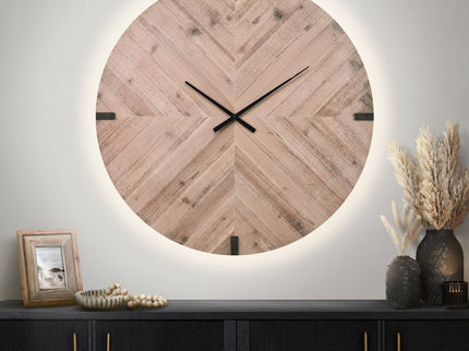 Wall Clock, Round, Large Oversized - Brown