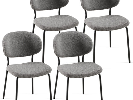 Boucle Dining Chairs, Dining Chairs With Metal Legs For Dining Room, Kitchen, Living Room