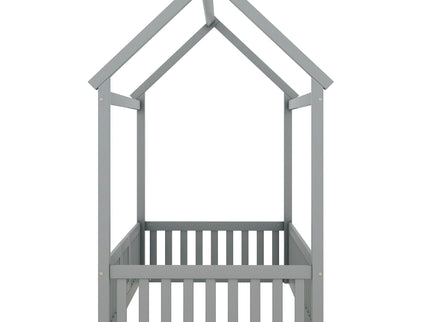 Wood House Bed With Fence And Door
