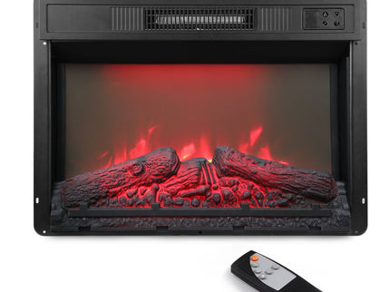Electric Fireplace Insert Heater With Multicolor Flames, Remote Control - Black