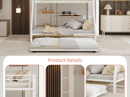 Bunk Bed For Kids, Convertible Frame With Ladders & Guardrail