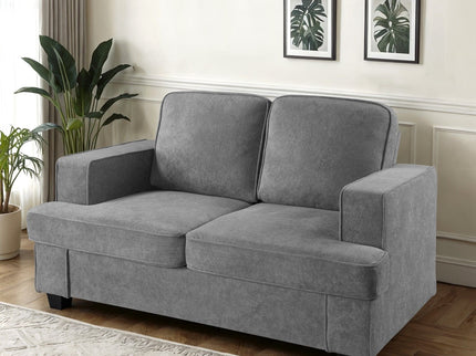Modern Loveseat, Comfortable 2 Seater Couch With Deep Seating, Loose Back Cushions, Wide Arms