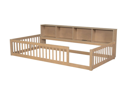 Floor Bed With Storage Cabinets And USB Ports