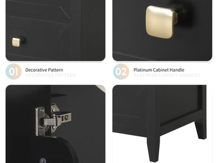20" Bathroom Vanity With Sink Cabinet With Soft Closing Door, Drawer & Storage Rack - Black