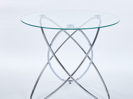 Metal Leg Dining Table With Tempered Glass Top