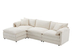 Beige / 3 Seater Sectional Sofa With Ottoman