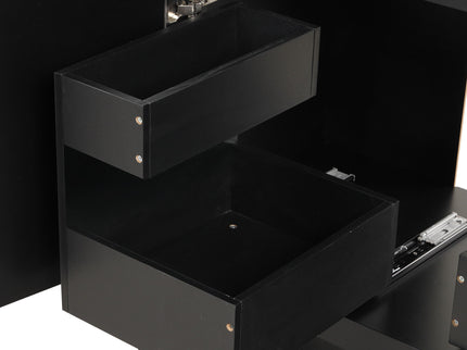 36" Bathroom Vanity With Sink, Frame Cabinet With Doors And Drawers - Black