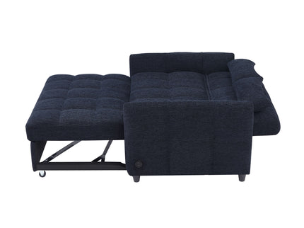 Loveseat Sofa Pull-Out Bed With Adjustable Backrest, 3 USB Ports And 2 Lumbar Pillows For Living Room