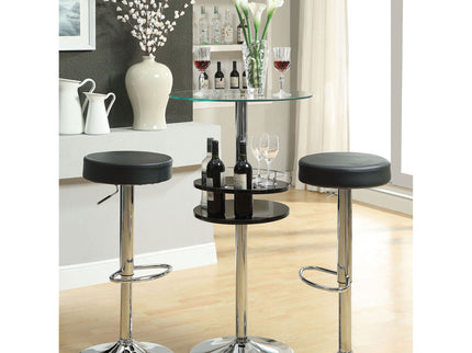 Adjustable Hydraulic Bar Stool With Base And Padded Seat - Black / Silver