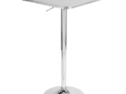 Bistro - Contemporary Adjustable Square Bar Table - Silver