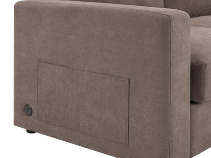 Modern L-Shaped Sectional Sofa With Curved Chaise, USB Ports, And Side Storage Pockets