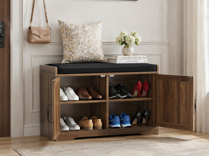 Entryway Shoe Bench With Double Doors