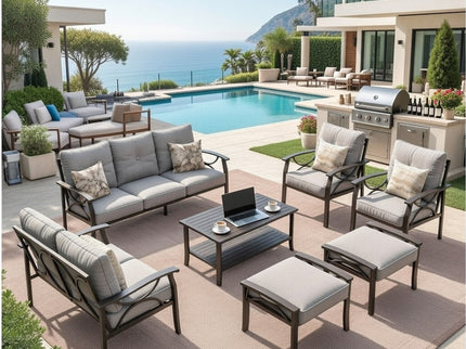 Patio Furniture Set With Coffee Table And Cushions For Backyard