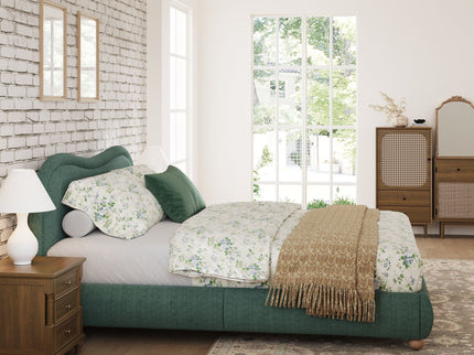 Upholstered Platform Bed Frame With Curved Headboard