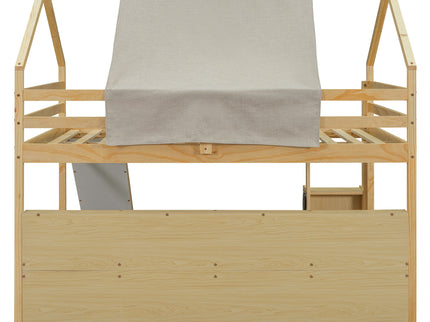 Loft Bed With House Shaped Frame And Tent