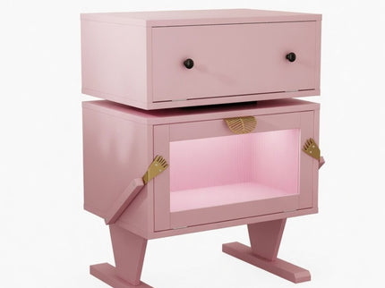 Robot LED Nightstand With 360° Rotating Drawer