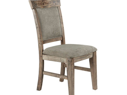 Dining Side Chair Set With Cushioned Back And Seat (Set of 2) - Weathered Gray / Natural