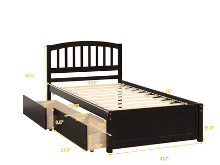Platform Storage Bed Wood Bed Frame With Two Drawers And Headboard